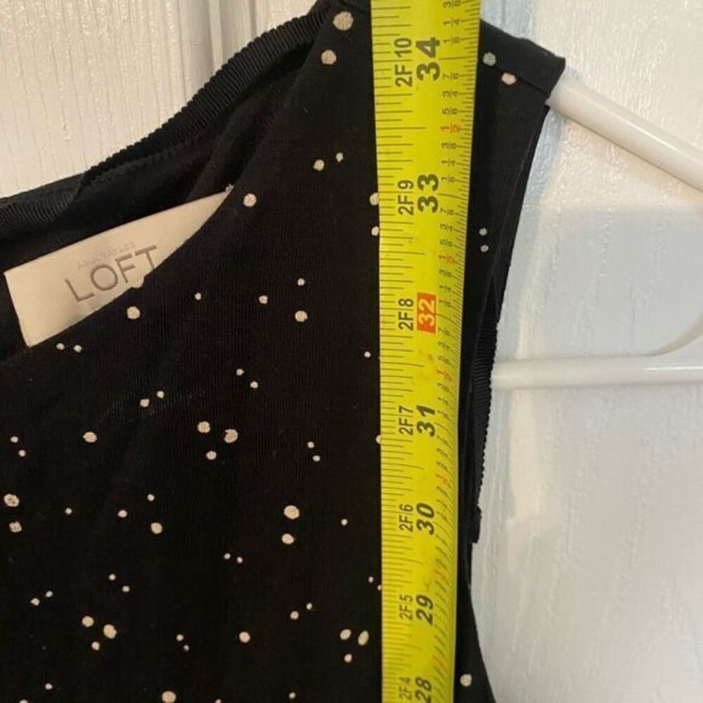 Loft, black and white polkadotted sleeveless dress size extra small petite - Picture 3 of 8